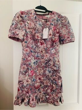 Dress the Population Dusty Pink Floral Sequin Short Dress